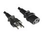 Preview: DINIC Netzkabel, Stromkabel für Brasilien Typ N auf C13, BRA 3pin, schwarz, 3m